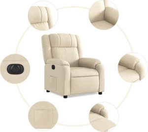 vidaXL vidaXL Elektryczny fotel rozkładany, kremowy, obity tkaniną 8