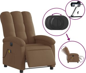 vidaXL vidaXL Rozkładany fotel masujący, elektryczny, brązowy, tkanina 6
