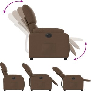 vidaXL vidaXL Elektryczny fotel rozkładany, brązowy, obity tkaniną 7