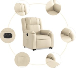 vidaXL vidaXL Podnoszony fotel masujący, elektryczny, rozkładany, kremowy 8