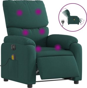 vidaXL vidaXL Rozkładany fotel masujący, elektryczny, ciemnozielony, tkanina 2