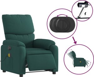 vidaXL vidaXL Rozkładany fotel masujący, elektryczny, ciemnozielony, tkanina 6