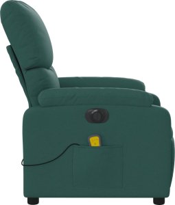 vidaXL vidaXL Rozkładany fotel masujący, elektryczny, ciemnozielony, tkanina 10
