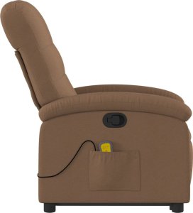 vidaXL vidaXL Podnoszony fotel masujący, rozkładany, brązowy, obity tkaniną 9