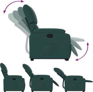 vidaXL vidaXL Podnoszony fotel rozkładany, ciemnozielony, obity tkaniną 7