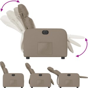 vidaXL vidaXL Elektryczny fotel rozkładany, cappuccino, obity sztuczną skórą 7