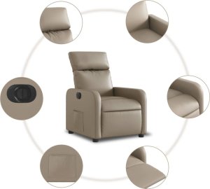 vidaXL vidaXL Elektryczny fotel rozkładany, cappuccino, obity sztuczną skórą 8