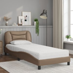 vidaXL vidaXL Łóżko z materacem, cappuccino, 90x200 cm, sztuczna skóra 3