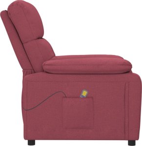 vidaXL vidaXL Fotel z masażem, winna czerwień, tkanina 4