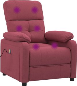 vidaXL vidaXL Fotel z masażem, winna czerwień, tkanina 6