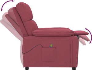 vidaXL vidaXL Fotel z masażem, winna czerwień, tkanina 7
