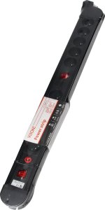 Orno Listwa zasilająca, 10 gniazd 2P+Z, kabel 3x1,5mm2, długość 1,5m,  2xWyłącznik podświetlany dwutorowy, Wyłącznik termiczny. 16A/230 VAC, Czarna 2