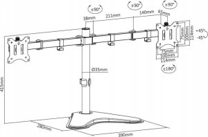 Digitus Stojak biurkowy na 2 monitory 15" - 32" (DA-90401) 11
