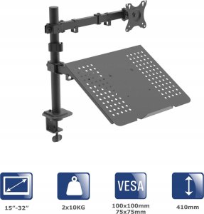Akyga Uchwyt biurkowy do monitora i laptopa Akyga AK-MB-04 regulowane ramię 10kg VESA 75x75mm / 100x100mm 15-32" 2