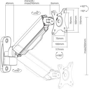 Techly Uchwyt ścienny LCD/LED Techly 17"-32", 9 kg, gazowy, obrotowy 9