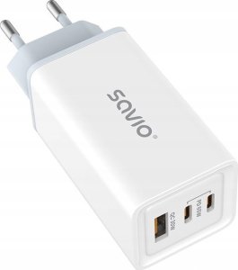 Ładowarka Savio Ładowarka sieciowa 65W Savio GaN LA-07 z kablem USB-A- USB typ C 1 m, biała 3
