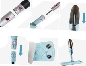 Mop Verk Mop płaski ze spryskiwaczem obrotowy solidny spray 3x nakładki mikrofibra Mop płaski ze spryskiwaczem obrotowy solidny spray 3x nakładki mikrofibra 10