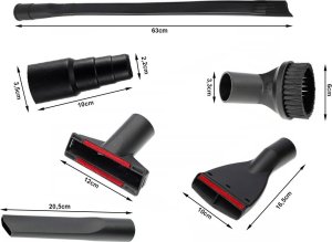 Odkurzacz przemysłowy Verk Zestaw uniwersalnych końcówek ssawek do odkurzacza 6 szczotka przejściówka Zestaw uniwersalnych końcówek ssawek do odkurzacza 6 szczotka przejściówka 7