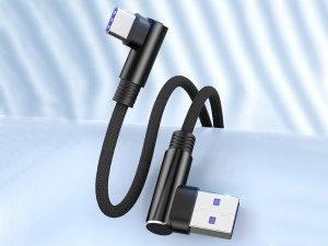 Kabel USB Verk Kabel przewód usb usb-c typ c kątowy do ładowania qc do telefonu 1m Kabel przewód usb usb-c typ c kątowy do ładowania qc do telefonu 1m 2