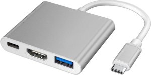 HUB USB Verk Przejściówka adapter 3w1 hub usb-c usb 3.0 hdmi 4k Przejściówka adapter 3w1 hub usb-c usb 3.0 hdmi 4k 3