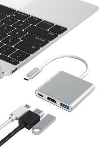 HUB USB Verk Przejściówka adapter 3w1 hub usb-c usb 3.0 hdmi 4k Przejściówka adapter 3w1 hub usb-c usb 3.0 hdmi 4k 4