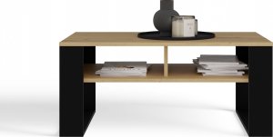 Topeshop STOLIK KAWOWY ŁAWA MODERN 2P SLIM DĄB ARTISAN CZERŃ LAMELE 2