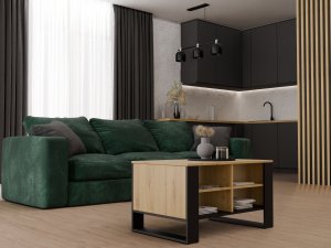 Topeshop STOLIK KAWOWY ŁAWA MODERN 4P DĄB ARTISAN CZERŃ 3