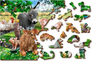 WOODEN CITY Drewniane Puzzle z figurkami  Maluchy na farmie rozm. M, 200 elementów 4