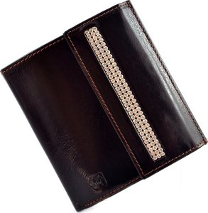 Swarovski SV 010 skórzany portfel z kamieniami swarovskiego ciemny brąz SV 010 1