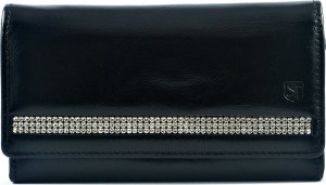 Swarovski SV 070 skórzany portfel z kamieniami swarovskiego czarny SV 070 1