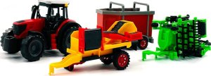 tomdorix Zestaw Farmerski 3w1 Traktor z Napędem + Kultywator +Przyczepa Dla Zwierząt +Kombajn do Ziemniaków 4