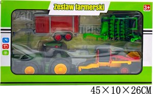 tomdorix Zestaw Farmerski 3w1 Traktor z Napędem + Kultywator +Przyczepa Dla Zwierząt +Kombajn do Ziemniaków 8