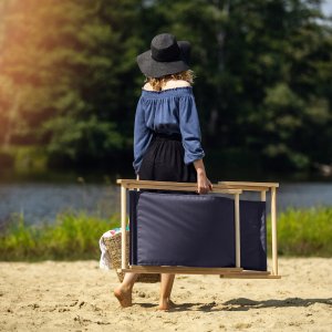 Kadax KADAX Leżak Drewniany Ogrodowy Plażowy Składany Granat Leżaki 2x Polski Producent 7