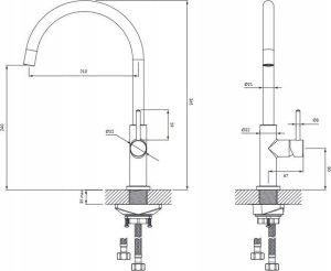 Bateria kuchenna Omnires Omnires bateria kuchenna Y złoty szczotkowany Y1251GLB 5