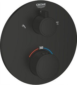 Bateria prysznicowa Grohe Grohe bateria prysznicowa z termostatem do obsługi dwóch wyjść wody Grohtherm czarny mat 1022082430 1
