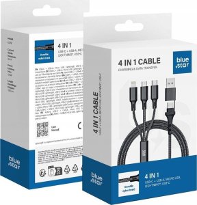 Blue Star BLUE STAR kabel 4w1 Typ C / USB A do Micro USB / Lightning / Typ C 2,4A 12W Cafule C172 1,2 m czarny 2