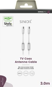 Sinox Sinox PRO antennekabel. YouSee & Stofa godkendt. 3m. Hvid 2