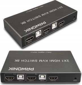 Konsola KVM Pawonik KONSOLA KVM HDMI 2.1 PRZEŁĄCZNIK SWITCH 4K 120HZ 8K 2 KOMPUTERY - 1 MONITOR 2