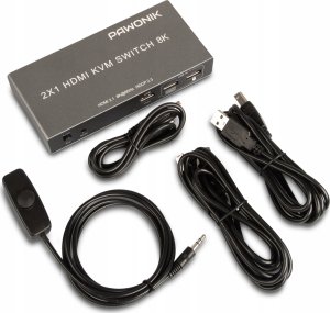 Konsola KVM Pawonik KONSOLA KVM HDMI 2.1 PRZEŁĄCZNIK SWITCH 4K 120HZ 8K 2 KOMPUTERY - 1 MONITOR 4