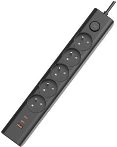 Viking Viking síťová prodlužovací zásuvka YC53, 5x AC 230V, 1x USB-A, 2x USB-C, délka 1,5 m, černá 1