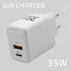 Ładowarka Qoltec Ładowarka sieciowa 35W GaN | 5-20V | 1.5-3A | 1xUSB-C PD | 1xUSB QC 3.0 | Biała 8