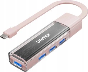 HUB USB Unitek Unitek hub dwukierunkowy USB C/USB A 5Gbps, 4x USB A różowy 1