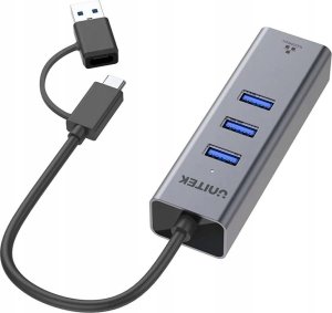 HUB USB Unitek Unitek Hub USB C 4w1 Ethernet 3 x USB A 5 Gbps z adapterem USB A 2