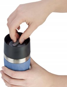 Emsa TRAVEL MUG Compact thermal mug (blue/stainless steel, 0.3 liters, screw cap) 9