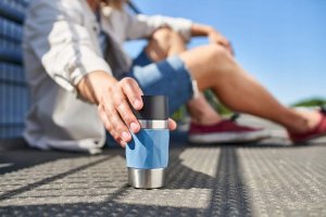 Emsa TRAVEL MUG Compact thermal mug (blue/stainless steel, 0.3 liters, screw cap) 10