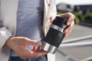 Emsa TRAVEL MUG Compact thermal mug (black/stainless steel, 0.3 liters, screw cap) 30