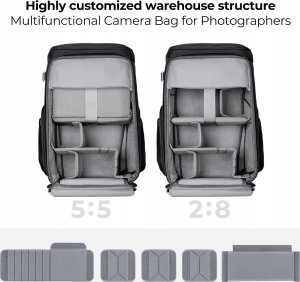 Plecak K+F Plecak Fotograficzny 25l Torba Foto Na Aparat Do Canon Nikon Alpha Air / Kf13.128v4 / Czarny 3