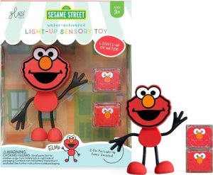 Glo Pals Glo Pals, Postać do kąpieli Elmo - zestaw z dwiema kostkami sensorycznymi świecącymi w wodzie 1