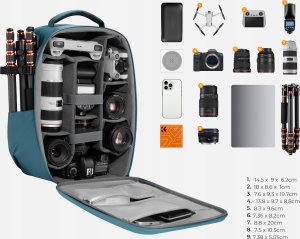 Plecak K+F Plecak Fotograficzny Foto Na Aparat Lustrzankę Dslr Do Canon Nikon Sony  K&f / Kf13.134v2 Niebieski 4
