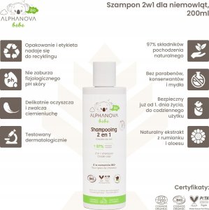 Alphanova Bebe Bio* Szampon 2 w 1 dla niemowląt 200ml 2